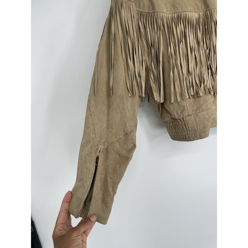 Vintage 80s Western Fringe Suede Leather Cropped Jacket Chia Boho Rodeo Cowgirl - Picture 13 of 16